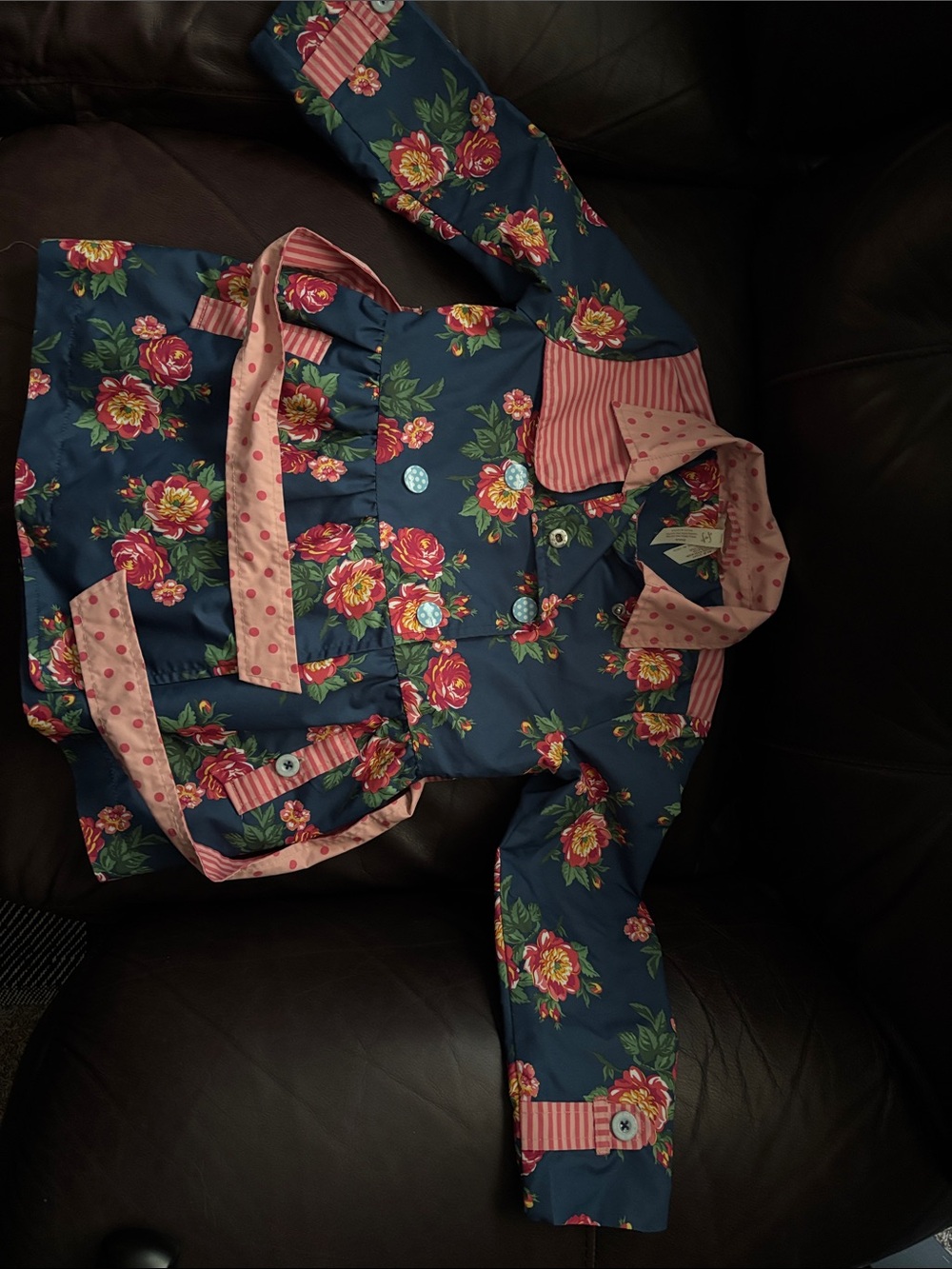 Matilda Jane Navy Floral Raincoat with Pink Accents